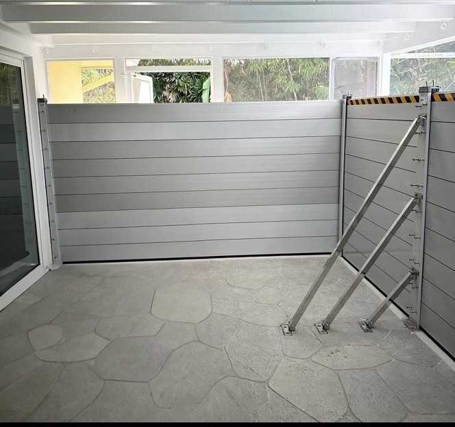 Indoor flood barrier system installed for hurricane protection in Florida home